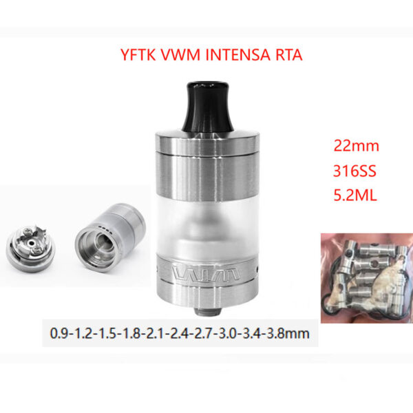 YFTK VWM Intensa RTA Vape Vaper Vapor Vaporizesrs Ecigs Tank 5.2ml 22mm PCTG Glass Rebuildable Tank with 10pcs Air Pins - Image 9