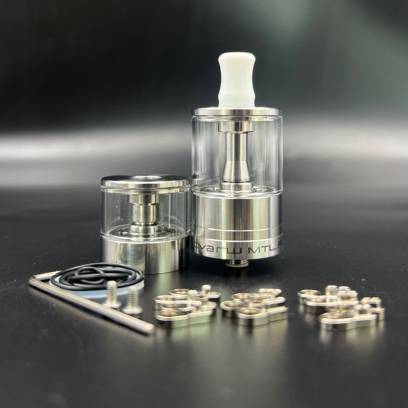 Vafflee Dvarw MTL FL RTA 24mm mtl vape Single Coil Rebuildable Tank Vape rta Atomizer tank 3.5ml / 6.0ml 24mm 316ss glass Atomizer - Image 3