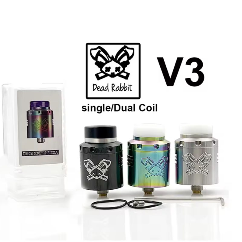 Vafflee Dead Rabbit V3 RDA 24mm Tank Single/Dual Coil Steel Material Atomizer 510 Squonk for 510 Thread Mod - Image 4