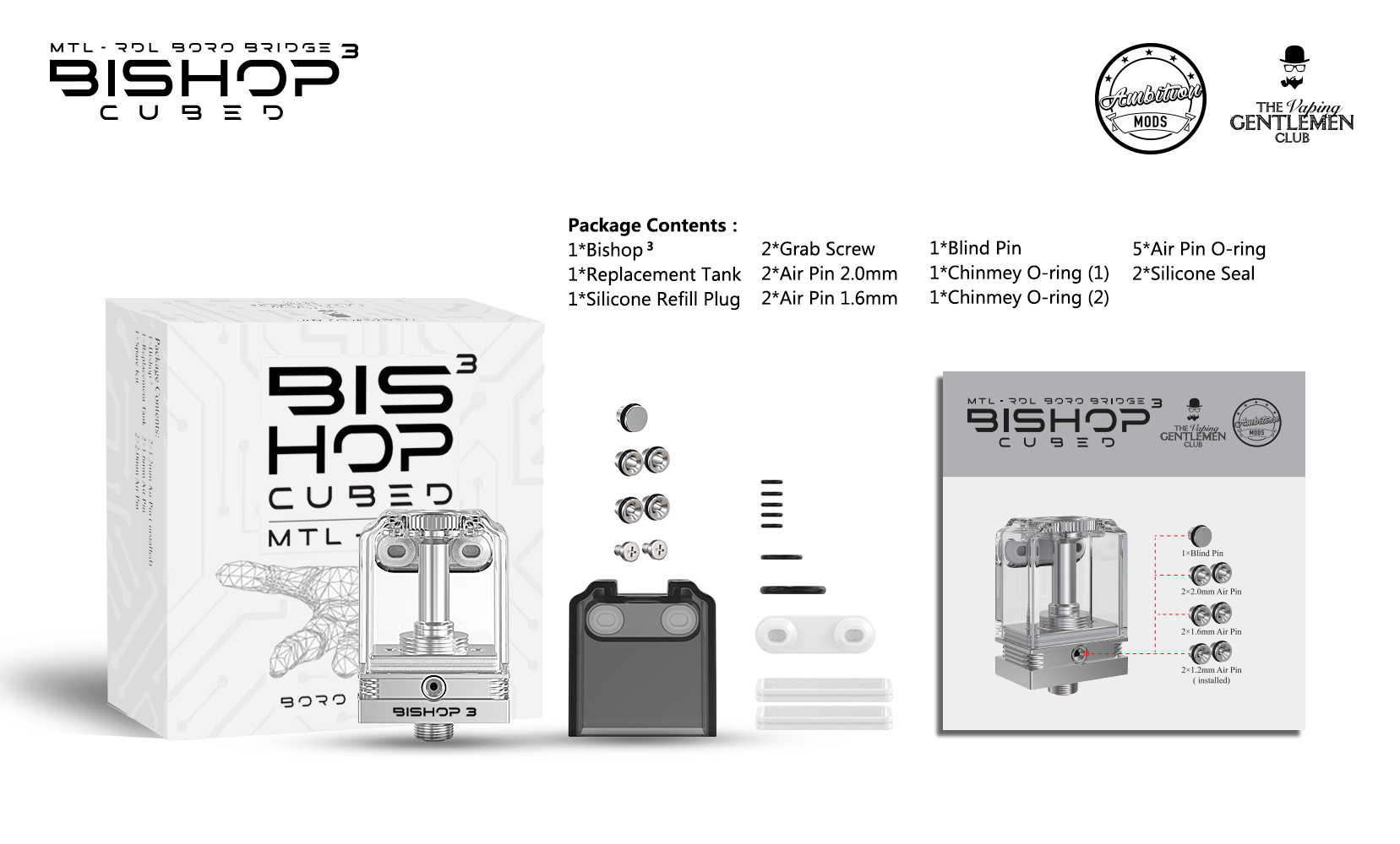 Authentic Original Ambition Mods Bishop 3 Bishop³ Cubed RBA Boro Tank for SXK BB/Billet box aio mod - Image 11