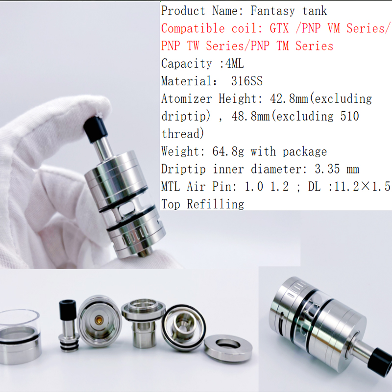 Vafflee YFTK SS316 Fantasy tank 22MM 4ML spray head fit for Gtx Pnp coils